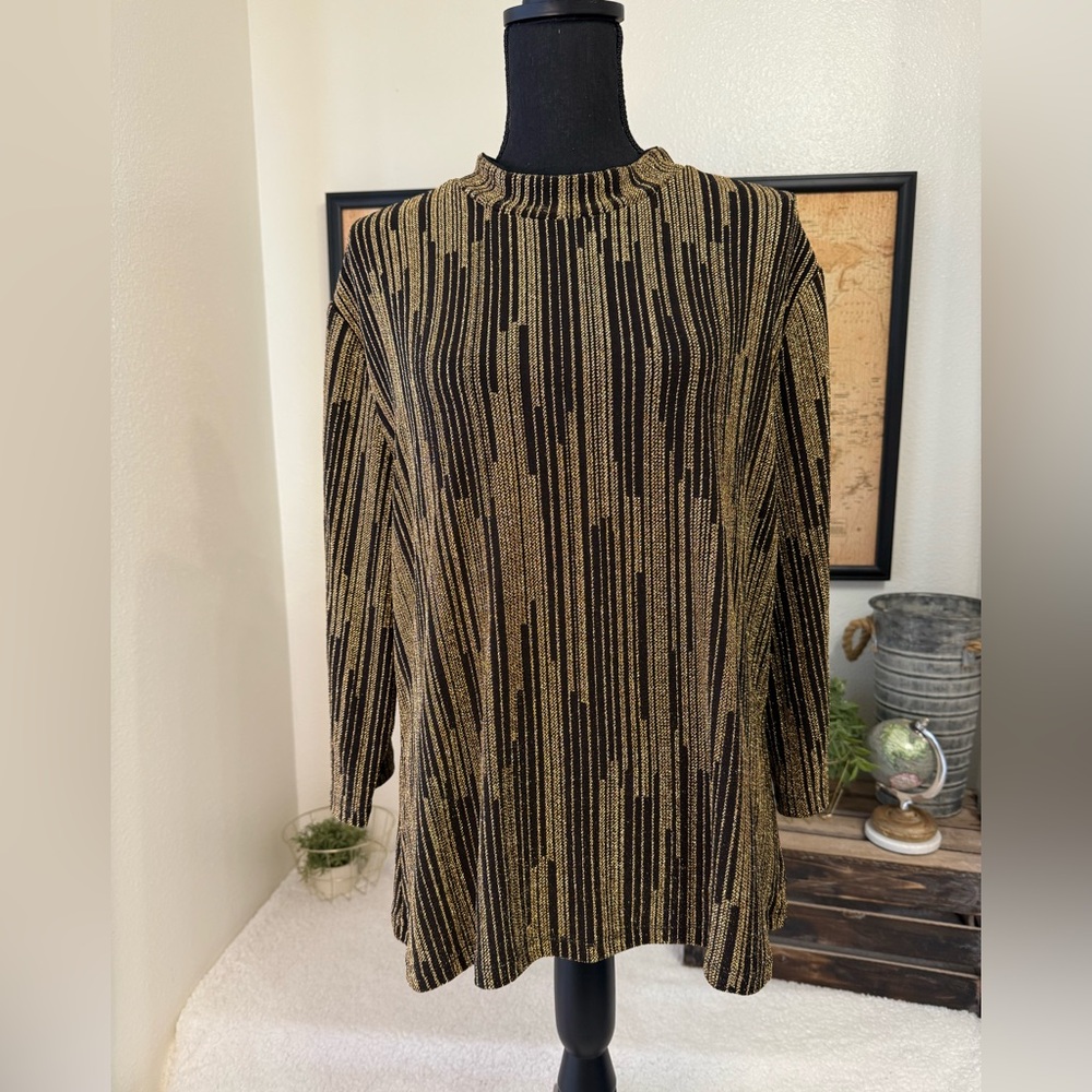 Allegra K black and gold blouse XXXL